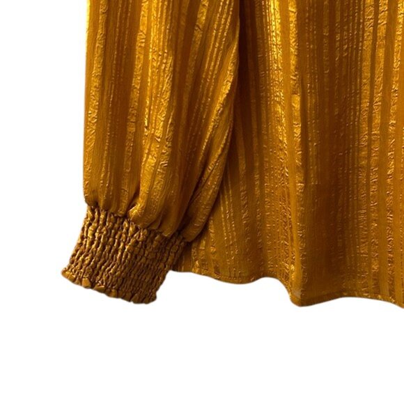 Soft Surroundings Golden Striped Blouse Long Sleeves V-Neck - Picture 5 of 11